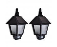 vidaXL 2 Apliques de exterior solares con detector movimiento, inoxidables