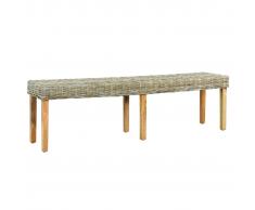 vidaXL Banco de ratán kubu natural y madera maciza de mango 160 cm