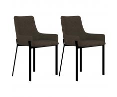 vidaXL Sillas de comedor 2 unidades tela marrón
