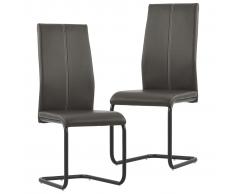 vidaXL Sillas de comedor 2 unidades cuero sintético marrón