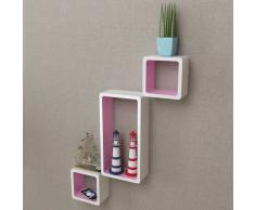 vidaXL Estanterías de cubos para pared 6 unidades blanco y rosa