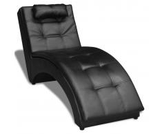 vidaXL Diván con almohada de cuero sintético negro