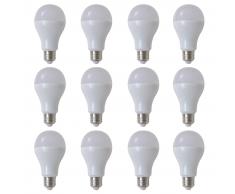 vidaXL Bombilla LED, E27, 12 unidades , blanco cálido, 9 W