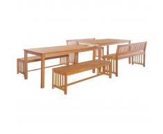 vidaXL Juego de muebles de jardín 6 pzas madera maciza de eucalipto