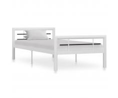 vidaXL Estructura de cama de metal blanco y negro 100x200 cm