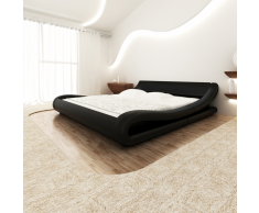 vidaXL Cama colchón viscoelástico cuero artificial 140x200 curva negra
