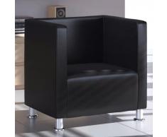 vidaXL Sillón en forma de cubo de cuero sintético negro