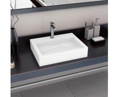 vidaXL Lavabo 60x38x11 cm resina mineral/mármol blanco