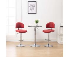 vidaXL Taburetes de cocina 2 unidades cuero sintético color vino tinto