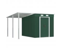 vidaXL Cobertizo jardín con tejado extendido acero verde 335x236x184cm