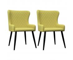vidaXL Silla de comedor 2 unidades tela verde