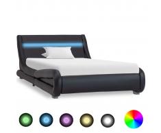 vidaXL Estructura de cama con LED cuero sintético negro 100x200 cm