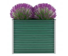 vidaXL Jardinera de jardín de acero galvanizado 100x40x77 cm verde