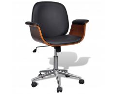 vidaXL Silla de oficina de cuero altura regulable respaldo apoyabrazos
