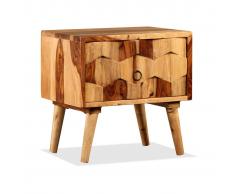 vidaXL Mesita de noche con 1 cajón madera maciza sheesham