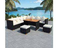 vidaXL Muebles de jardín 29 piezas ratán sintético y WPC negro