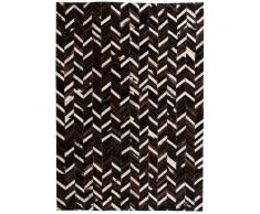 vidaXL Alfombra de retazos de cuero 160x230 cm chevrón negro/blanco