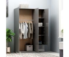 vidaXL Armario de 3 puertas aglomerado gris brillante 120x50x180 cm