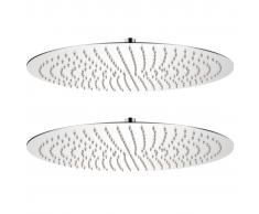 vidaXL Cabezal de ducha efecto lluvia 2 pzs acero inoxidable Ø 50 cm