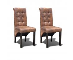 vidaXL Sillas de comedor 2 unidades de color marrón