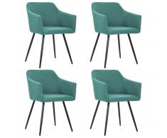 vidaXL Sillas de comedor 4 unidades tela verde
