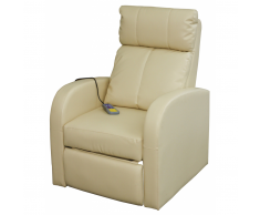 vidaXL Sillón de masaje de cuero sintético crema