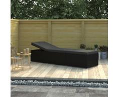 vidaXL Tumbona con cojín de ratán sintético negro