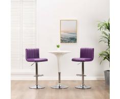 vidaXL Taburete de cocina de cuero sintético morado