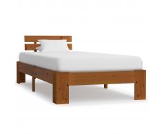 vidaXL Estructura de cama madera maciza pino marrón miel 90x200 cm