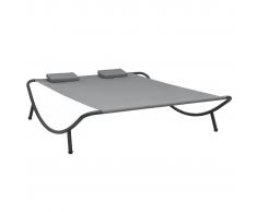 vidaXL Tumbona doble de exterior de tela gris antracita