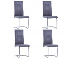 vidaXL Sillas de comedor 4 unidades piel de ante artificial gris