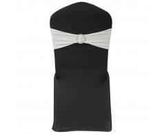 vidaXL Moño decorativo elástico para sillas con hebilla 25 pzas Crema