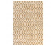vidaXL Alfombra de yute tejida a mano tela 120x180 cm natural y blanca