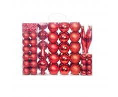 vidaXL Lote de bolas de Navidad 113 unidades rojas 6 cm