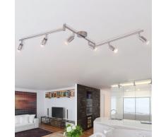 vidaXL Lámpara de techo con 6 focos LED de níquel satinado