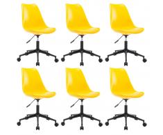 vidaXL Sillas de comedor giratorias 6 uds cuero sintético amarillo