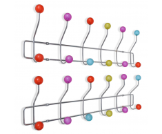 vidaXL Percheros de pared con 12 ganchos colorido 2 unidades