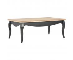 vidaXL Mesa de centro madera maciza de pino negro marrón 110x60x40 cm