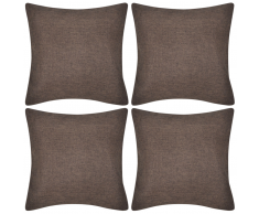 vidaXL 4 fundas marrones para cojines de imitación de lino, 40 x 40 cm