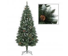 vidaXL Árbol de Navidad artificial con piñas y brillo blanco 180 cm