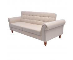 vidaXL Sofá cama de tela blanco crema