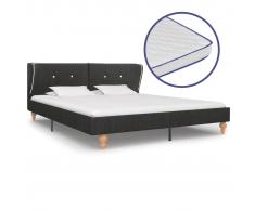 vidaXL Cama con colchón viscoelástico arpillera gris oscuro 160x200 cm