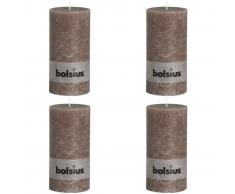 Bolsius Velas rústicas 200x100 mm 4 unidades gris topo