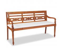 vidaXL Banco Batavia de 3 plazas madera de teca 150x51,5x84 cm