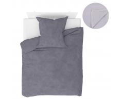 vidaXL Juego de cama forro polar 4 piezas gris 155x200/80x80 cm