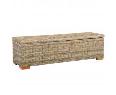 vidaXL Caja de almacenaje ratán kubu y madera maciza mango 120 cm