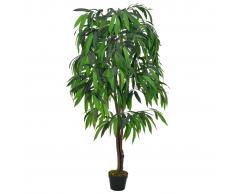 vidaXL Planta artificial árbol de mango con macetero verde 140 cm