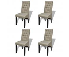 vidaXL Sillas de comedor 4 unidades tela beige