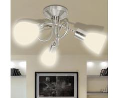 vidaXL Lámpara de techo con pantallas de cristal para 3 bombillas E14