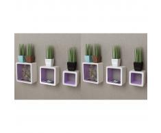 vidaXL Estanterías de cubos para pared 6 unidades blanco y violeta